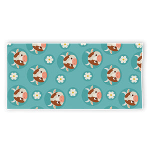 Cute Cow And Daisy Flower Pattern Print Beach Towel