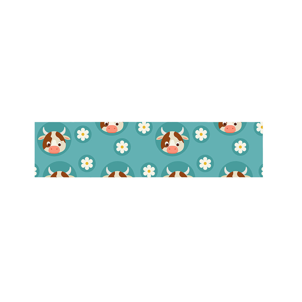 Cute Cow And Daisy Flower Pattern Print Bed Runner