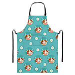 Cute Cow And Daisy Flower Pattern Print Bib Apron With Pocket