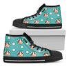 Cute Cow And Daisy Flower Pattern Print Black High Top Sneakers