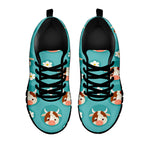 Cute Cow And Daisy Flower Pattern Print Black Running Shoes