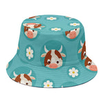 Cute Cow And Daisy Flower Pattern Print Bucket Hat