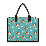 Cute Cow And Daisy Flower Pattern Print Canvas Tote Bag