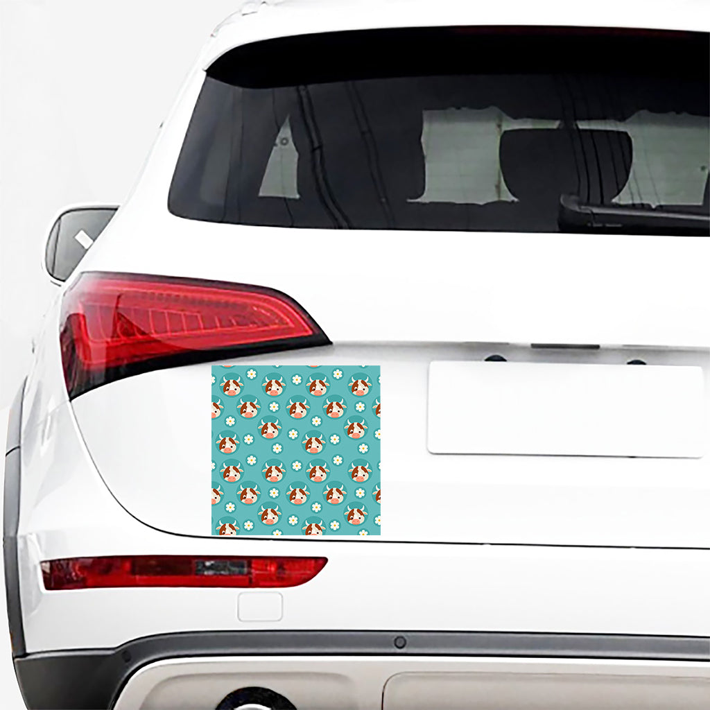 Cute Cow And Daisy Flower Pattern Print Car Sticker