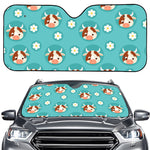 Cute Cow And Daisy Flower Pattern Print Car Windshield Sun Shade