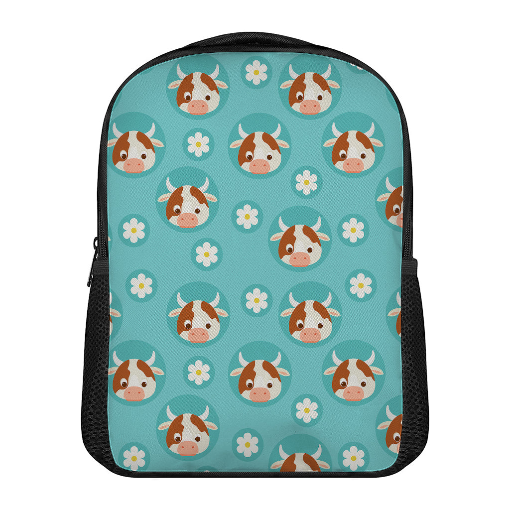 Cute Cow And Daisy Flower Pattern Print Casual Backpack