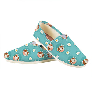 Cute Cow And Daisy Flower Pattern Print Casual Shoes