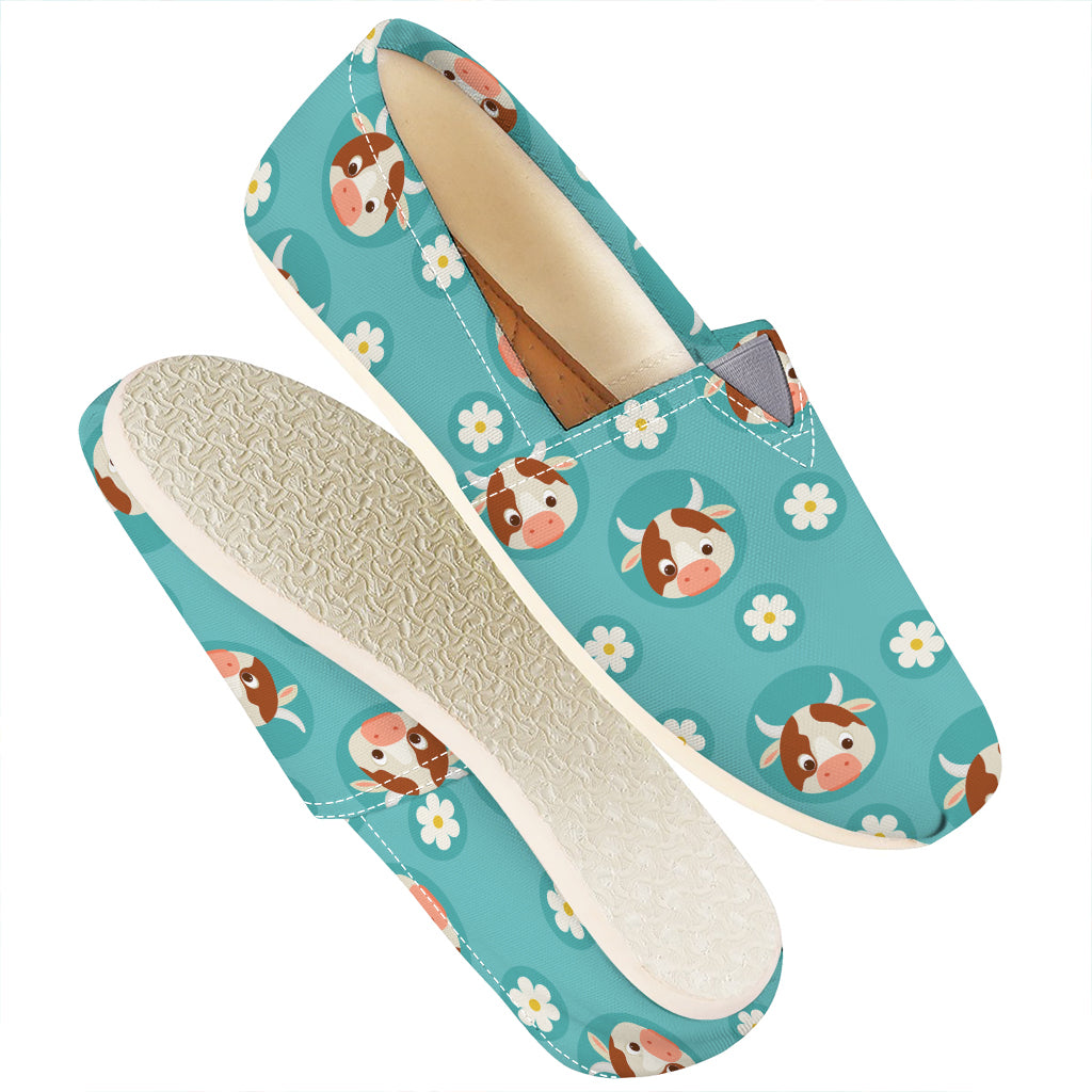 Cute Cow And Daisy Flower Pattern Print Casual Shoes