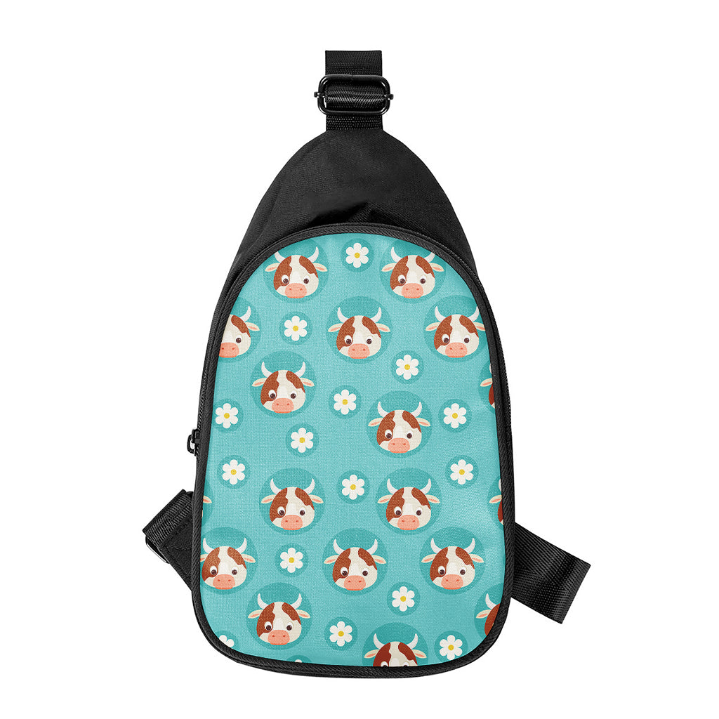 Cute Cow And Daisy Flower Pattern Print Chest Bag