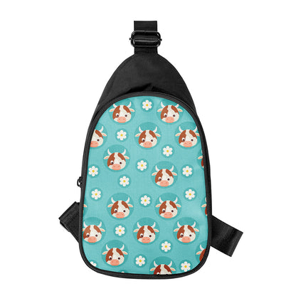 Cute Cow And Daisy Flower Pattern Print Chest Bag