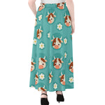 Cute Cow And Daisy Flower Pattern Print Chiffon Maxi Skirt