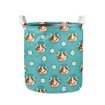 Cute Cow And Daisy Flower Pattern Print Collapsible Laundry Basket