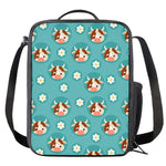 Cute Cow And Daisy Flower Pattern Print Crossbody Lunch Bag