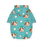 Cute Cow And Daisy Flower Pattern Print Dog Zip Up Hoodie