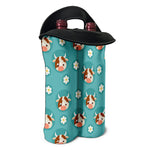 Cute Cow And Daisy Flower Pattern Print Double Neoprene Wine Tote