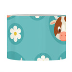 Cute Cow And Daisy Flower Pattern Print Drum Lamp Shade