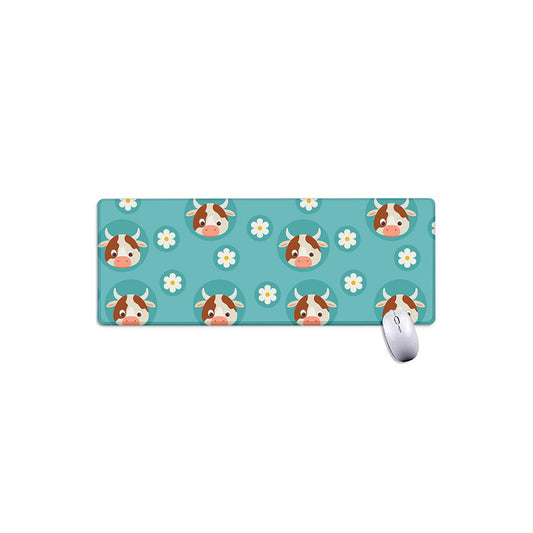 Cute Cow And Daisy Flower Pattern Print Extended Mouse Pad