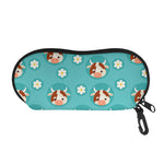 Cute Cow And Daisy Flower Pattern Print Glasses Case