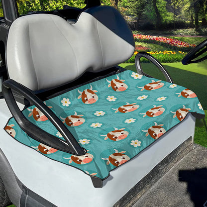Cute Cow And Daisy Flower Pattern Print Golf Cart Seat Cover