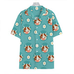 Cute Cow And Daisy Flower Pattern Print Hawaiian Shirt