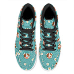 Cute Cow And Daisy Flower Pattern Print High Top Leather Sneakers