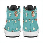 Cute Cow And Daisy Flower Pattern Print High Top Leather Sneakers