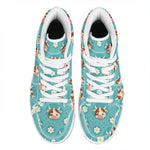 Cute Cow And Daisy Flower Pattern Print High Top Leather Sneakers