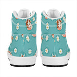 Cute Cow And Daisy Flower Pattern Print High Top Leather Sneakers