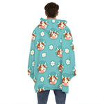 Cute Cow And Daisy Flower Pattern Print Hoodie Blanket