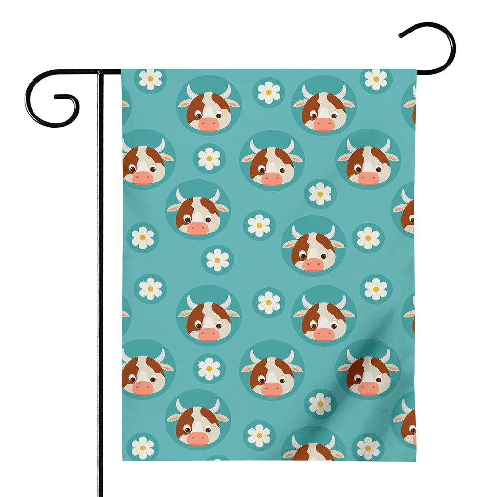 Cute Cow And Daisy Flower Pattern Print House Flag