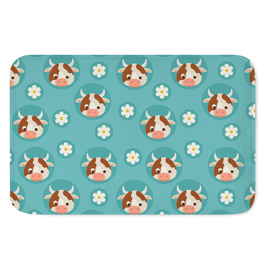 Cute Cow And Daisy Flower Pattern Print Indoor Door Mat