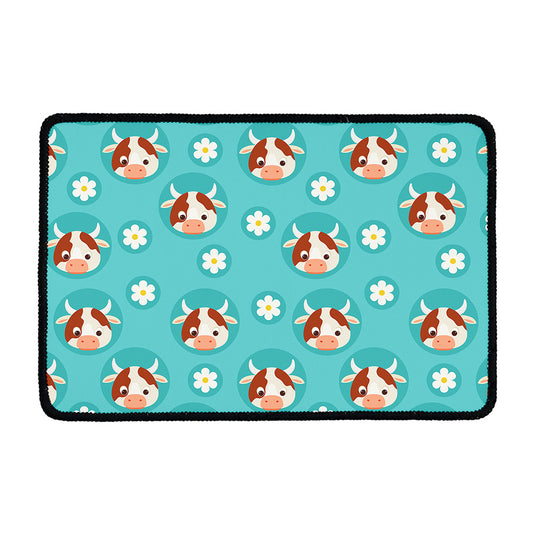 Cute Cow And Daisy Flower Pattern Print Kitchen Mat