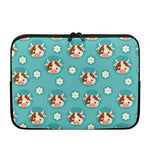 Cute Cow And Daisy Flower Pattern Print Laptop Sleeve