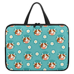 Cute Cow And Daisy Flower Pattern Print Laptop Sleeve With Handle