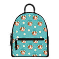 Cute Cow And Daisy Flower Pattern Print Leather Backpack