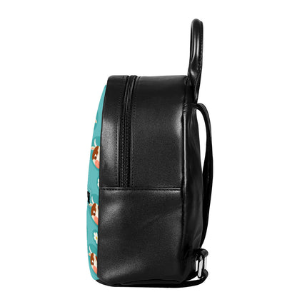 Cute Cow And Daisy Flower Pattern Print Leather Backpack