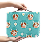 Cute Cow And Daisy Flower Pattern Print Leather Bible Cover