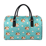 Cute Cow And Daisy Flower Pattern Print Leather Duffle Bag