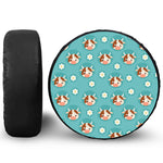 Cute Cow And Daisy Flower Pattern Print Leather Spare Tire Cover