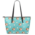 Cute Cow And Daisy Flower Pattern Print Leather Tote Bag With Zipper