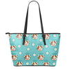 Cute Cow And Daisy Flower Pattern Print Leather Tote Bag