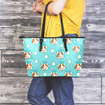 Cute Cow And Daisy Flower Pattern Print Leather Tote Bag