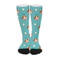 Cute Cow And Daisy Flower Pattern Print Long Socks