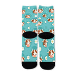 Cute Cow And Daisy Flower Pattern Print Long Socks