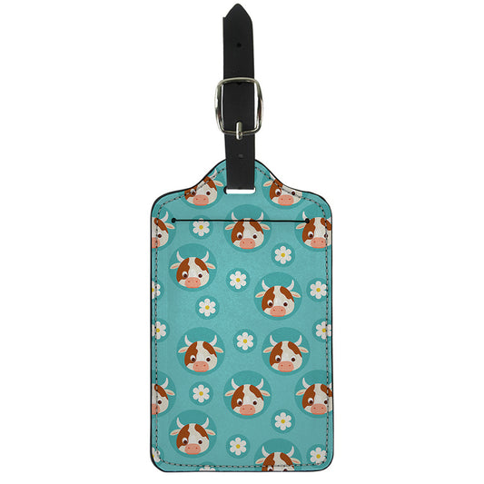Cute Cow And Daisy Flower Pattern Print Luggage Tag