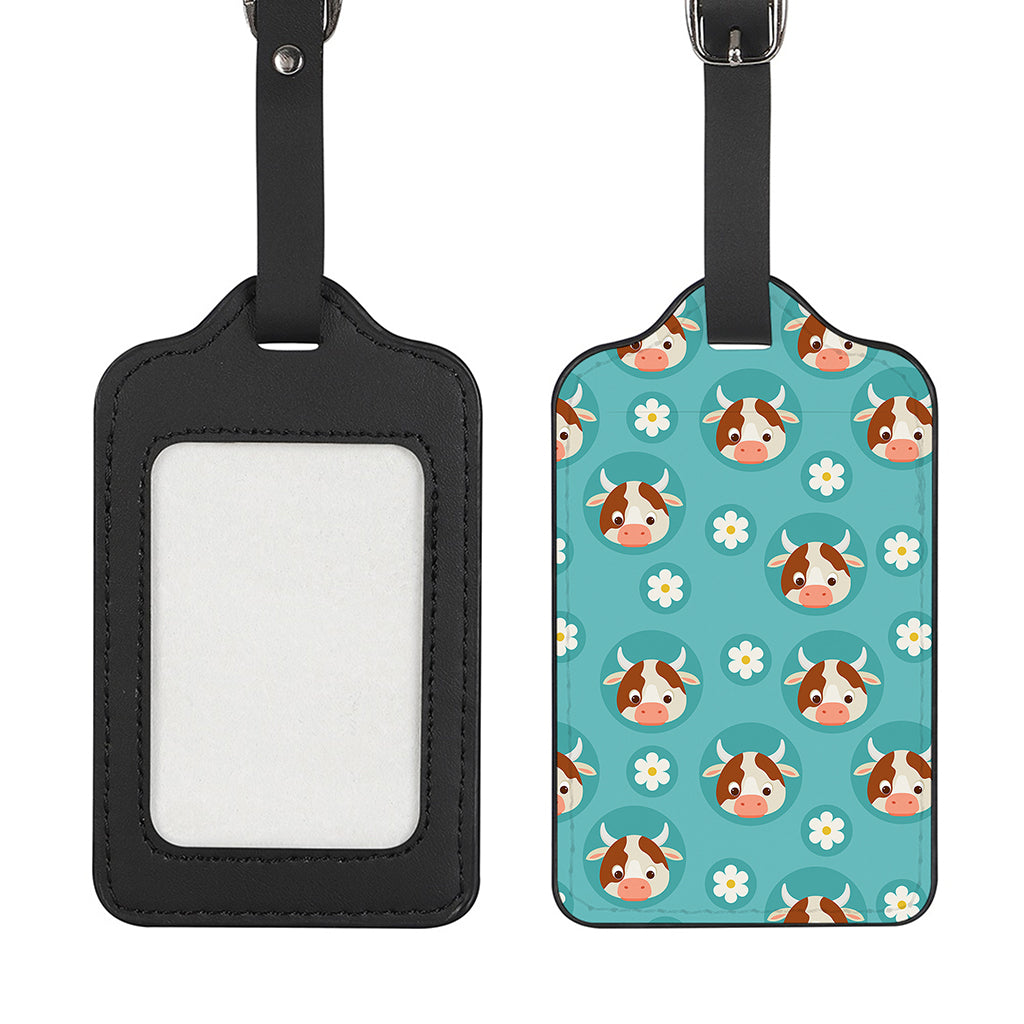 Cute Cow And Daisy Flower Pattern Print Luggage Tag