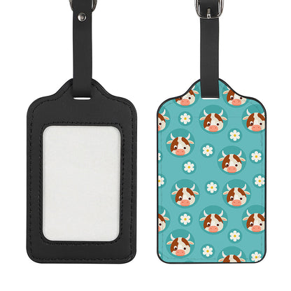 Cute Cow And Daisy Flower Pattern Print Luggage Tag