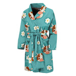 Cute Cow And Daisy Flower Pattern Print Men's Bathrobe