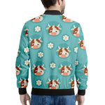 Cute Cow And Daisy Flower Pattern Print Men's Bomber Jacket