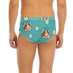 Cute Cow And Daisy Flower Pattern Print Men's Briefs